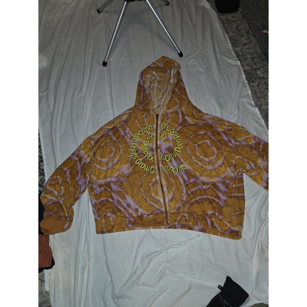 Out From Under Kelsey Zip Up Hoodie. Printed Orange Tie Dyed‎ Size XL....